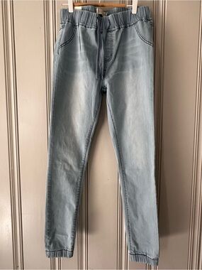 Light Blue Women's Slim Drawstring Jeans